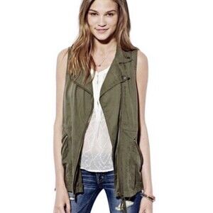 American Eagle Outfitters Women's M Lyocell Sleeveless Green Utility Vest Jacket